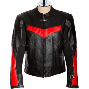 RTX Force One Red Black Leather Biker Jacket